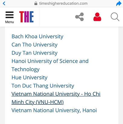 THE công bố những đại học Việt Nam sinh viên nước ngoài nên theo học