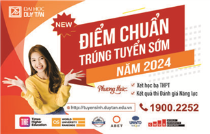 Điểm chuẩn Trúng tuyển sớm vào Đại học Duy Tân đợt 1 năm 2024