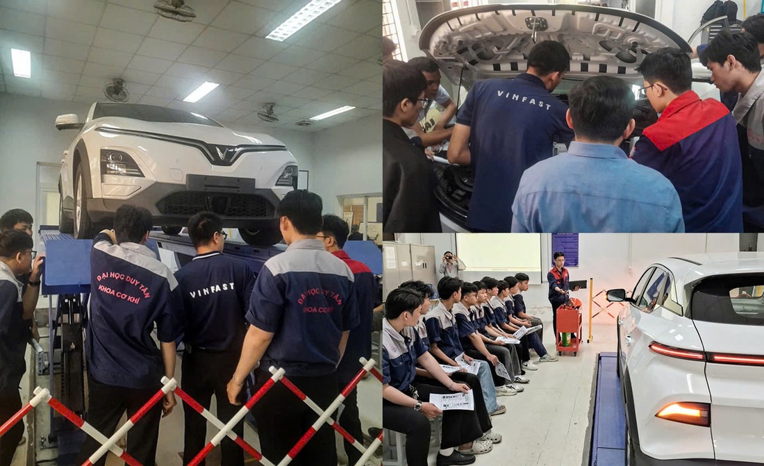 Chuyên gia của VinFast tham gia hướng dẫn sinh viên DTU thực hành trên xe VF6