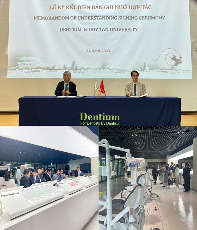 Đoàn cán bộ, giảng viên ĐH Duy Tân sang tham quan và ký kết biên bản ghi nhớ với Công ty Dentium tại Hàn Quốc