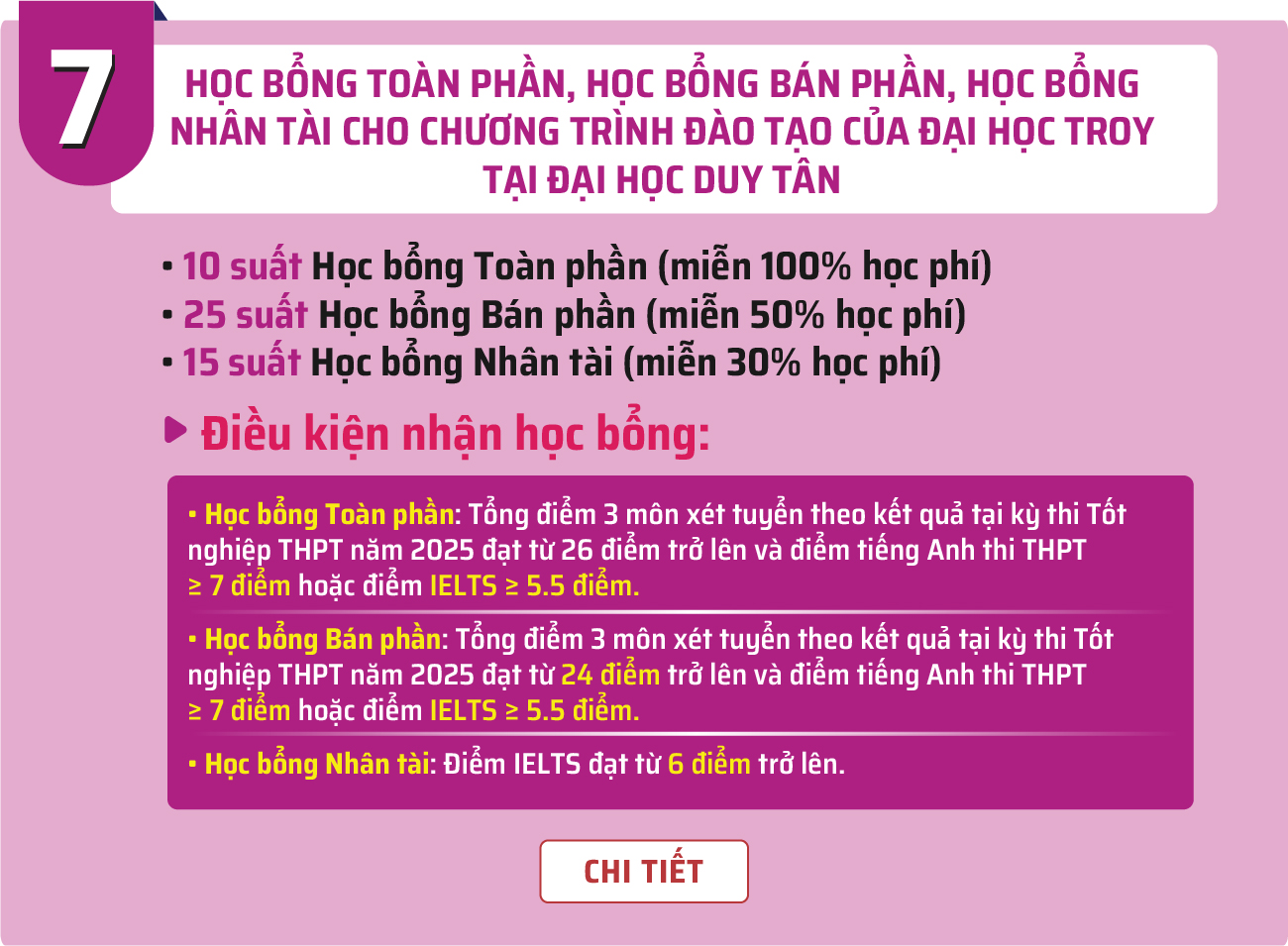 học bổng toàn phần, bán phần, nhân tài cho chương trình Du học tại chỗ của ĐH Troy tại Đại học Duy Tân