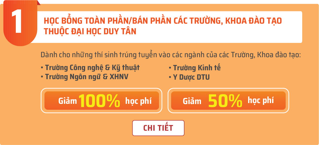 học bổng toàn phần các trường, khoa đào tạo thuộc ĐH Duy Tân