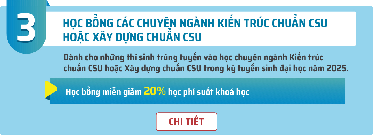 học bổng các chuyên ngành Kiến trúc CSU - Xây dựng CSU