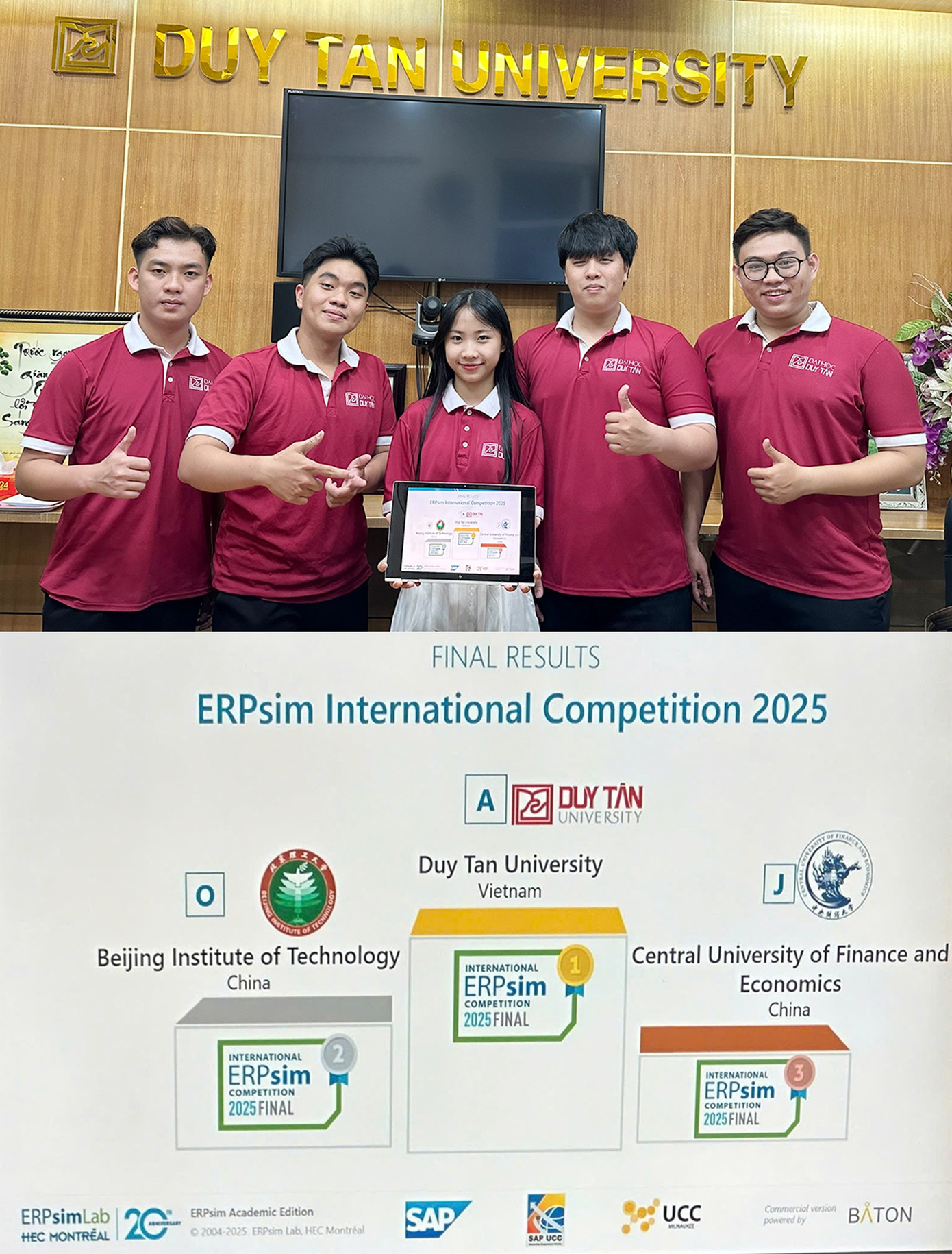 SV Duy Tân là Nhà Vô địch Thế giới trong Cuộc thi ERPsim International Competition 2025