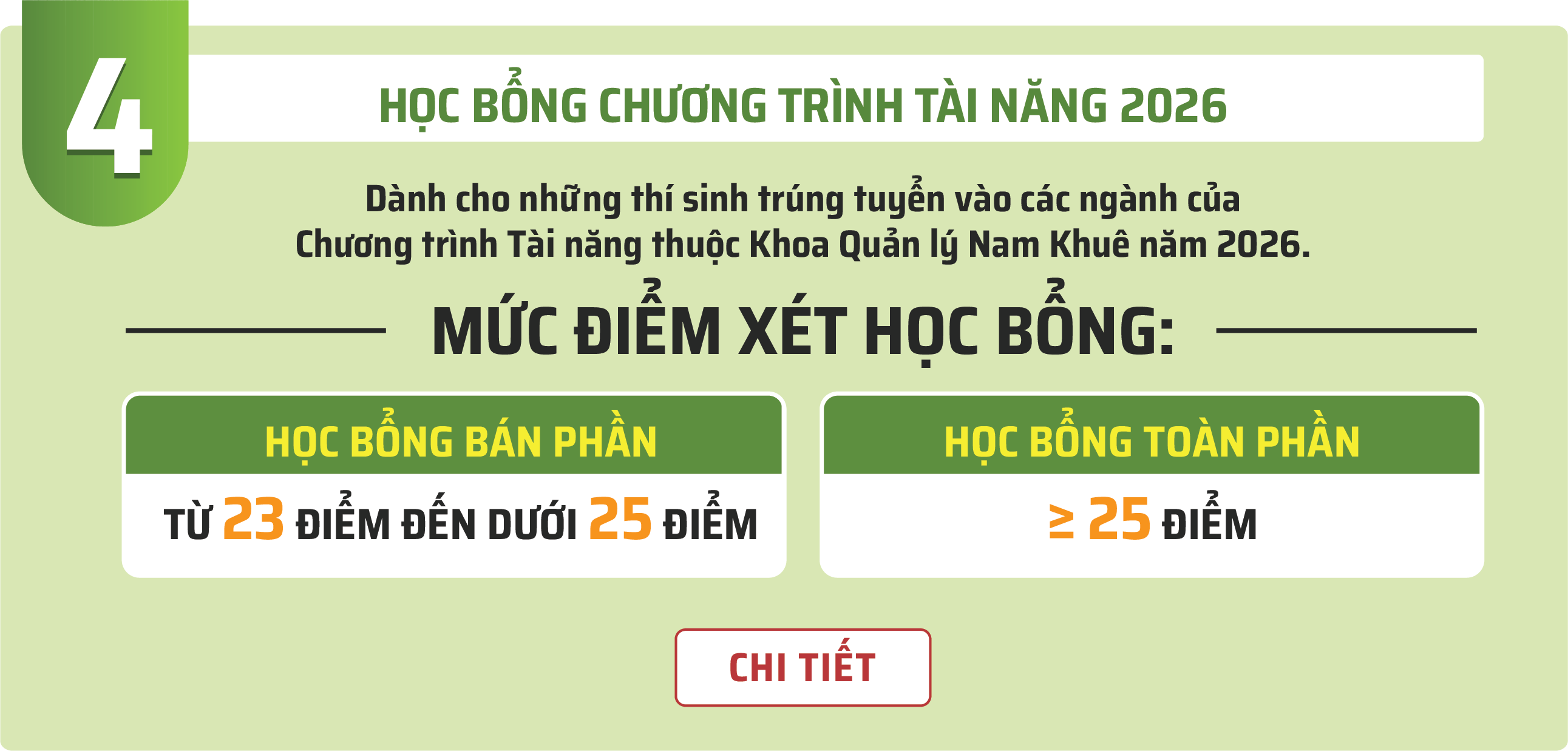 Học bổng Chương trình Tài năng năm 2026