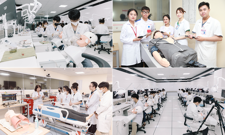 Sinh viên khối Khoa học Sức khỏe thực tập trong các phòng thực hành y tế hiện đại tại DTU