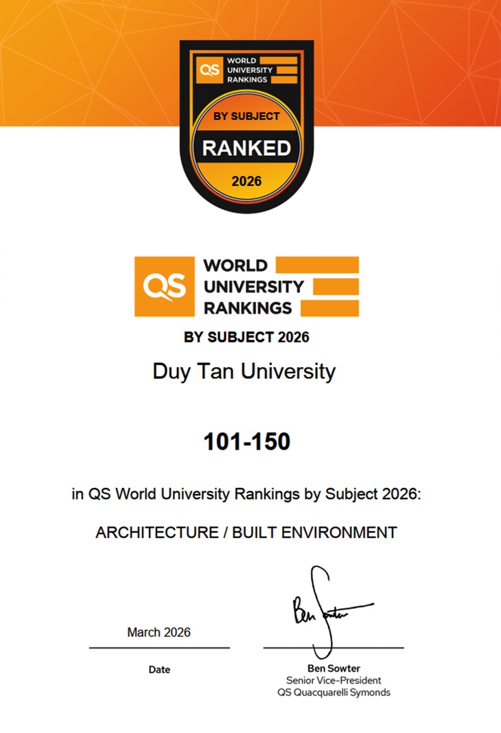 Lĩnh vực kiến trúc & môi trường xây dựng của ĐH Duy Tân trong Top 101 - 150 thế giới theo QS 2026